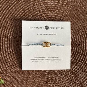 Tory Burch Gold and Blue Charm Bracelet